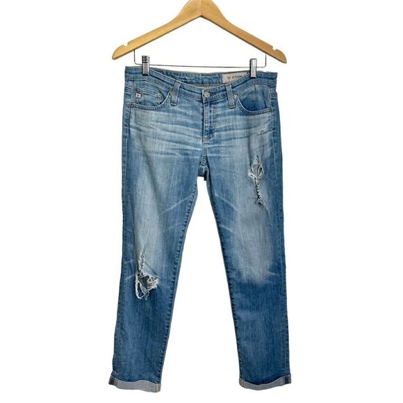 Adriano Goldschmied Cigarette Roll-up Light Wash Distressed Jeans Size 27R - Picture 1 of 13